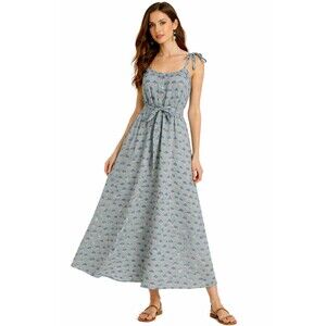 Marea Siesta Tiered Maxi Dress Flower Printed Cotton Women's Small